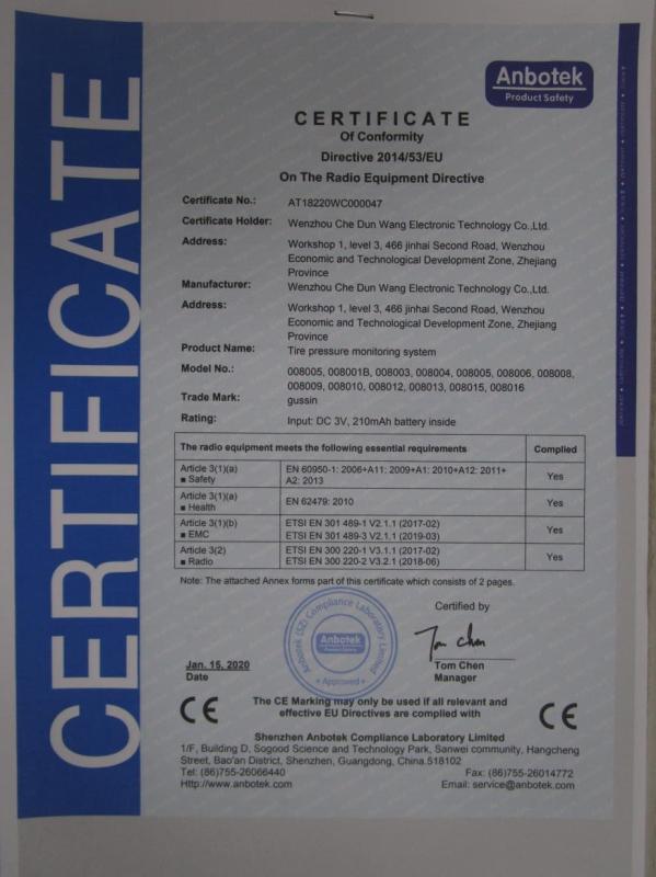 CE - Wenzhou Chedunwang Electronic Technology Co., Ltd.