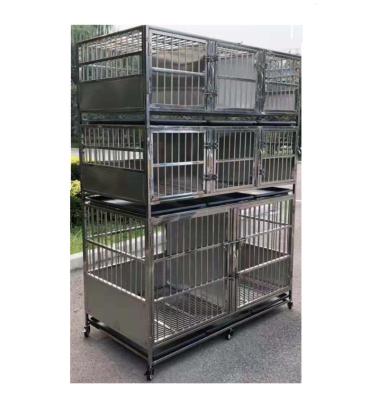 China Breathable High Quality Three-Layer Stainless Steel Pet Cage for sale