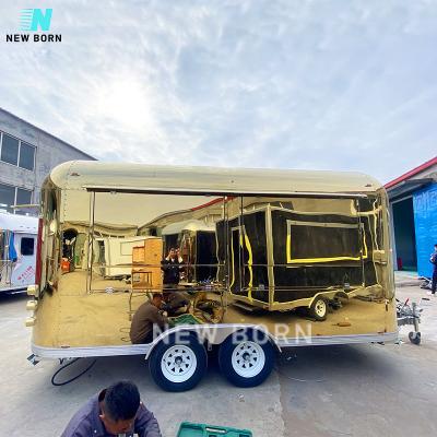 China China outdoor mobile factory mobile street trailer vegetable processing plant food truck for sale American steel pizza customized for sale