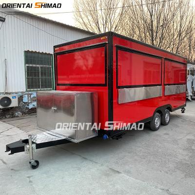 China Modern Towable Trailer Mobile Carting Fully Equipped Full Kitchen Street Grill Cart Pancakes Car Kebab Concession Food Trailer USA Pizza Truck for sale