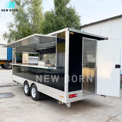 China Mobile Van Carting Modern Towable Trailer QD Food Cart NEWBORN Food Truck Supplies Van For Sale Towable Kitchen Pizza Snack Trailer for sale