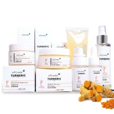 China Wholesale Private Label Anti Aging Brightening Whitening Anti Aging Skin Care Set Travel Turmeric Organic Skin Care Set for sale