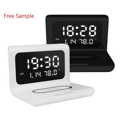 China Creative Large Screen Wireless Alarm Clock Alarm Clock Charger Wireless Charger 3 in 1 Clock Wireless Fast Charging for sale