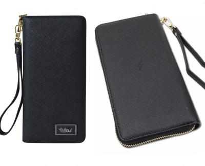 China Long Power Fast Narrow Bank Wallet Zipper Support Charging PU Leather POWERBANK 6000mAh Wireless Purse for sale