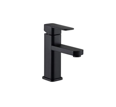 China 2021 Modern Bathroom Blackened Single Handle Taps Square Shape Short Deck Mount Cold And Hot Water Satin Finish Faucet for sale