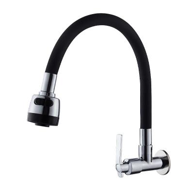 China Thermostatic Faucet Wall Mounted Kitchen Faucets Water Flexible Hose Kitchen Faucet Cold Black Faucet Only for sale