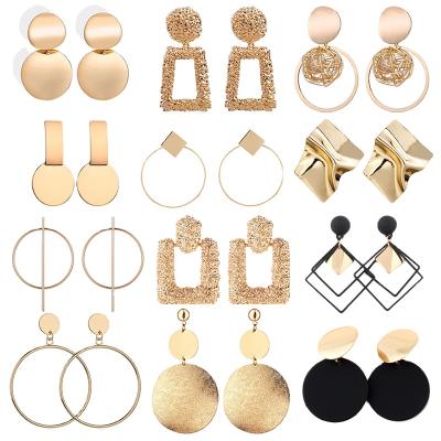 China Hot sale TRENDY punk exaggerated irregular geometric metallic earring for women fashion jewelry gold minimalist single big earring for sale