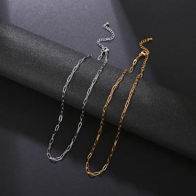 China New Trendy Fashion 18K Gold Plated Thin Stainless Steel Link Chain Necklace For Women Girl Jewelry for sale