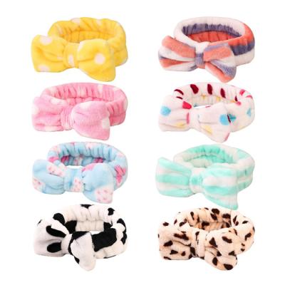 China Fashional Women's Beautiful Women's Fleece Lace Face Wash Face Wash Bow Headband Cosmetic Makeup Hair Band for sale