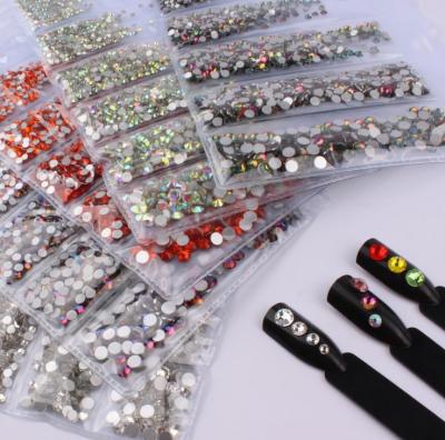 China Crystal Nails Art Rhinestone Designs 3d Shinny Nail Decorations Factory Direct Nail Decorations Multi-sizes Mixed Colors Glitter Nail Art Rhinestones 6bag for sale