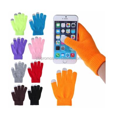 China Plain Custom Acrylic Knitted Touch Screen Gloves With Touch Fingers for sale