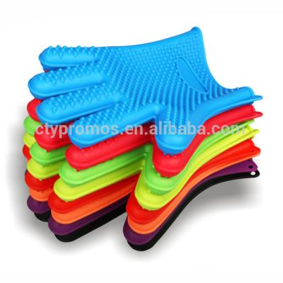 China Printed BBQ Microwave Heat Resistant Silicone Insulated Gloves Heat Glove for sale