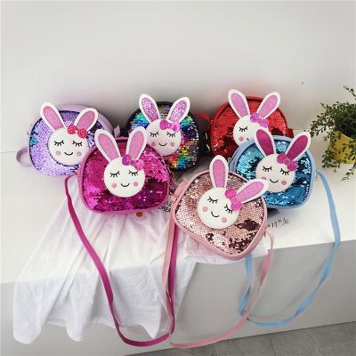 China Cute PU Babies Glitter Bunny Sequin Mini Bag Little Girl Crossbody Shoulder Bags For Kids for sale