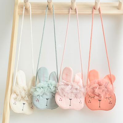 China Cute Rabbit Cosmetic Bag Animal Fabrics Wholesale Kids Lace Body Cross Messenger Bag for sale