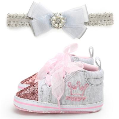 China Breathable Newborn Baby Headband and Shoes Gift Set for sale