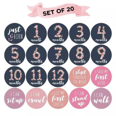 China Decorative Floral Sticker Baby Milestone Monthly Stickers Birth (Set of 20) - To 12 Months + 8 Bonus Achievement Stickers for sale