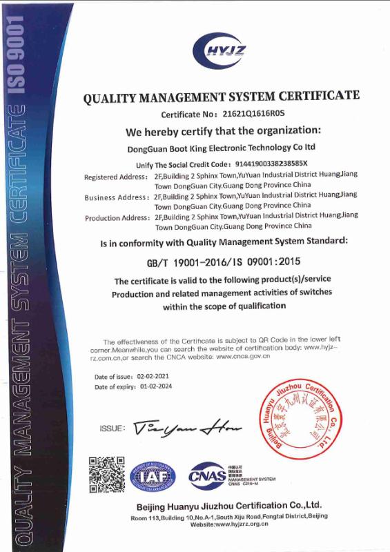 ISO9001 - Dongguan Buke Electronic Technology Co., Ltd.