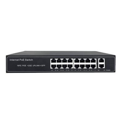 China 16-Port POE Gigabit Uplink PoE Switch 2 Combo Uplink with AI poe switch 16 port for sale