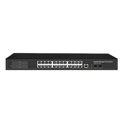 China LACP 24 POE Ports 1000Mbps L2 Managed POE Switch Gigabit Network Switch with 2 SFP Fiber Interface for sale