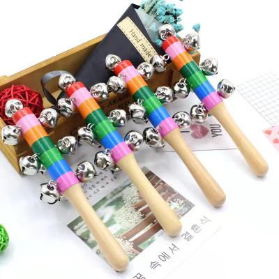 China Wooden Baby Mini Hand Rattle Rainbow Baby Rattle Musical Instrument Factory Educational Educational Hand Toy Bell Playing and Exercising for sale