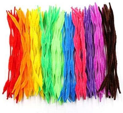 China Polyester + Yarn Fuzzy Chenille Stems Multicolor Chenille Stems Whistle CleanersHandmade DIY Art Craft Material for sale