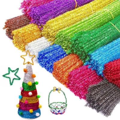 China 100pcs Soft Twinkle Chenille Stems Wire Strippers Tinsel Stems Wired Sticks Kids DIY Craft Supplies Educational Toys Work for sale