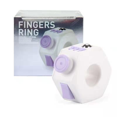 China 2021 New ABS/POM Anti-worry Fidget Ring Cube Toys Decompression Fidget Magic Finger Ring Cube for sale