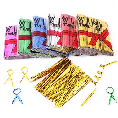 China 800pcs Multicolor Food Wire Metallic Twist Ties For Candy Bag Baking Packaging Cello Bags Ligature Lollipop Dessert Sealing Twist Tie for sale