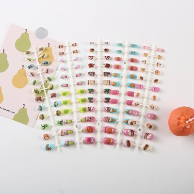 China 24pcs Design Kids Press On Nails Full Cover Artificial Kids Nails Lovely Gift For Kids Nail Art Decoration for sale