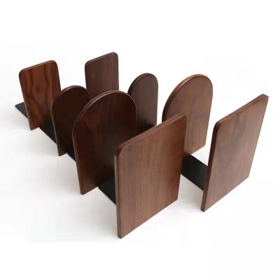 China Natural Wooden Vintage Black Walnut Beech Office School Bookends Bookends Bookends Gift Non-Slip Book Holder for sale