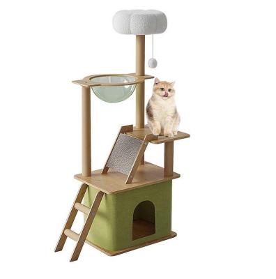 China Multi-Level Cat Condo with Sisal Scratching Posts and Durable Wood Construction for sale