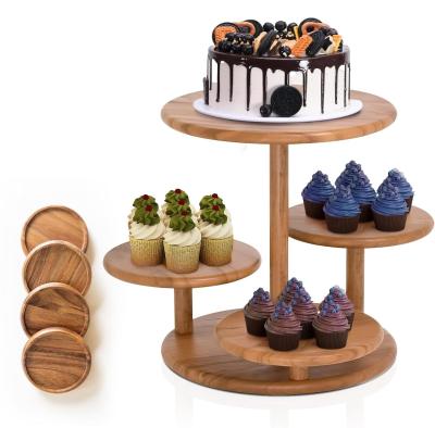 China 4 Tier Wooden Cupcake Tower Stand Holds 50 Cupcakes for Party Wedding Birthday Dessert for sale