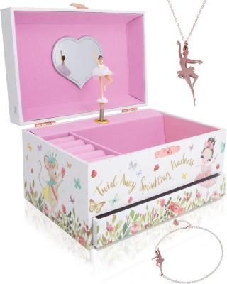 China Musikbox Ballerina Holzschmuckbox für Kinder und Jungen Geschenk Handdreh-Spielzeugbox zu verkaufen