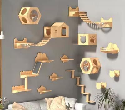 China Custom Size Wall Mounted Cat Bed Wooden Cats Board Shelf for Climbing in Living Room for sale