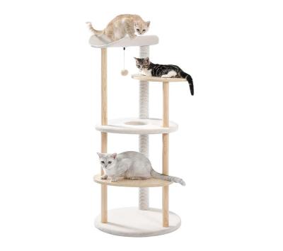 China Customized Size 51 Inches 5-Level Cat Tree Cat Tower Activity Center With Scratching Posts Beige for sale