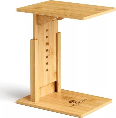 China Mesa lateral en forma de C de bambú rectángulo ajustable para mesa de café de madera detrás del sofá en venta