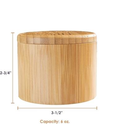 China Multifunctional Bamboo Salt Cellar Storage Box with Magnet Lid Handmade 6 Ounce Capacity for sale