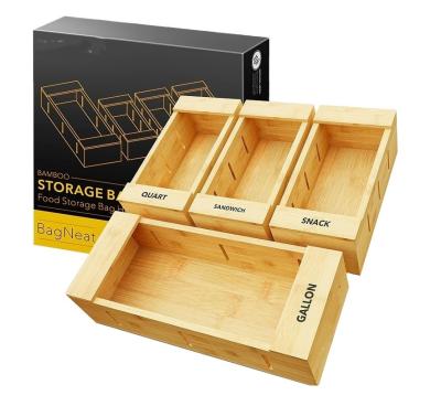 China Custom Logo TIMBER Bamboo Storage Organizer for Variety Size Bags Silk-Screen Printed for sale