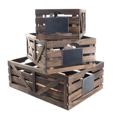 China Vintage Home Garden Stacking Wooden Crates Rustic Finish Brown Nesting Boxes for sale