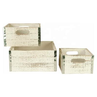 China Unfinished Wooden Apple Crates for Crafts Set of 3 Customized Shape Printing Crates for sale