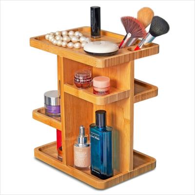 China Custom Bamboo 360 Degree Rotating Makeup Organizer for Organizing Beauty Essentials for sale