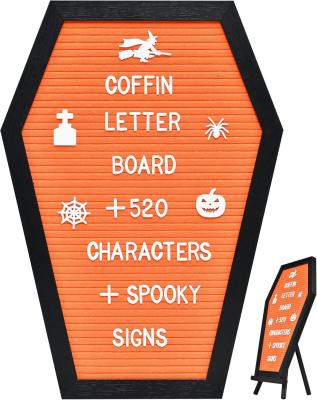 China Customized Logo Acceptable Wooden Stand Coffin Letter Board for Halloween Supplies for sale