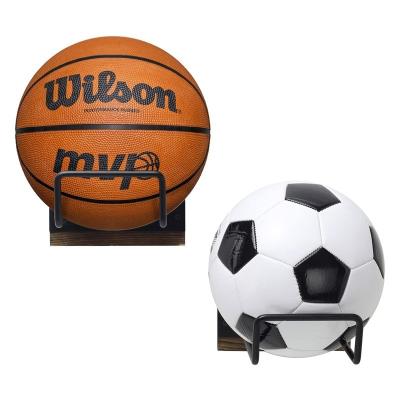 China Living Room Furniture Multi Sports Ball Storage Rack with Burnt Wood Wall Mount Backing for sale