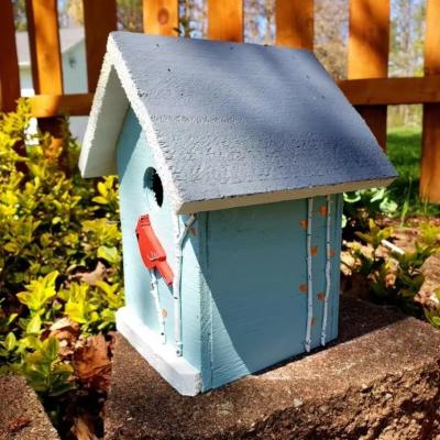 China TIMBER Wooden Colored Birdhouse Handmade Hanging Mini Wooden Box for Courtyard Garden for sale