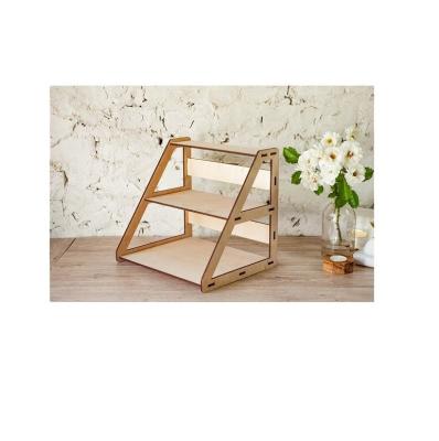 China Hout 3-tier Retail Table Display Stand met schappen voor sieraden Gratis monsterafgift Te koop