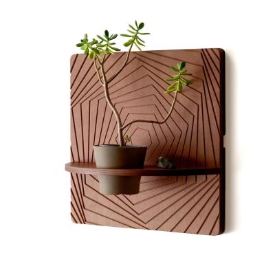 Cina Intagliatura in legno intagliata in vetro di seta Art Geometric Hanging Wall Planter per piccole stanze in vendita