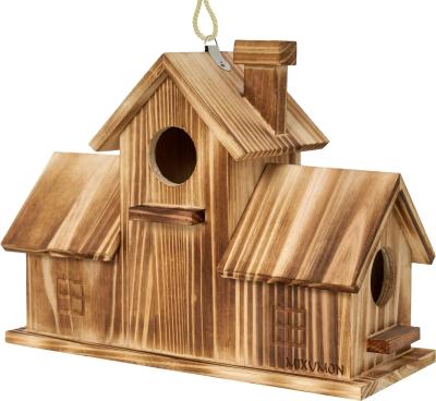 China Wooden Outdoor 3 Hole Bird House Handmade from TIMBER for Garden Habitat for sale