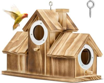 China Logo Customized Logo Acceptable Wooden Natural Birdhouse for Garden Backyard Courtyard for sale