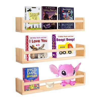 China Custom Color Solid Wood Storage Holders Racks Wooden Wall Shelf for Book Decorations for sale