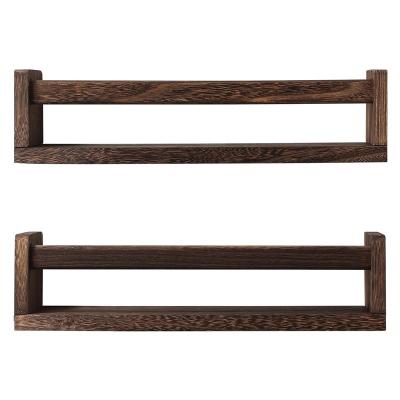 China 2 Wood Floating Shelves Book Storage Holders Racks for Kids Room or Kitchen Spice Rack for sale